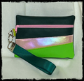 HUNTER GREEN STRIPED WRISTLET PURSE