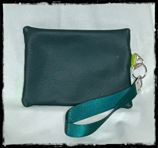 HUNTER GREEN STRIPED WRISTLET PURSE