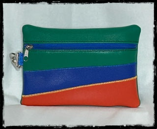 GREEN STRIPED WRISTLET PURSE