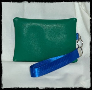 GREEN STRIPED WRISTLET PURSE