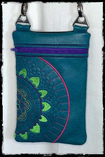 TEAL MANDALA  CROSSBODY PURSE